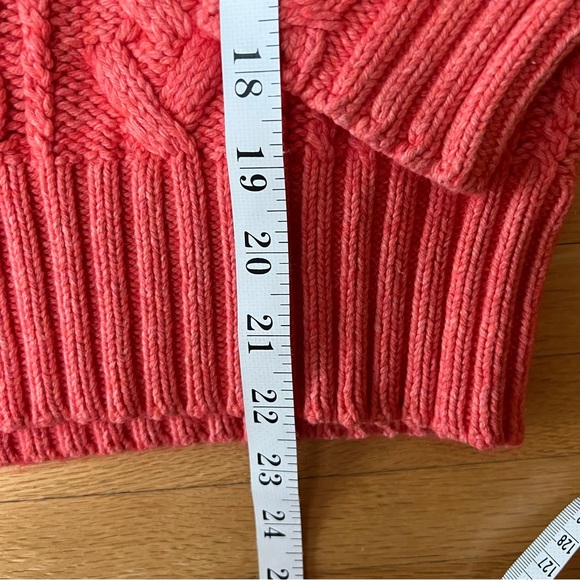 EDDIE BAUER coral coloured chunky cable knit turtleneck angora blend sweater - Picture 6 of 14